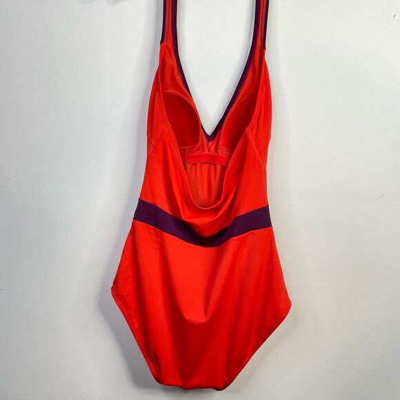 Boden Kefalonia One Piece Halter Swimsuit Swim Red Purple Womens 6L 6 Long Tall - Picture 6 of 16